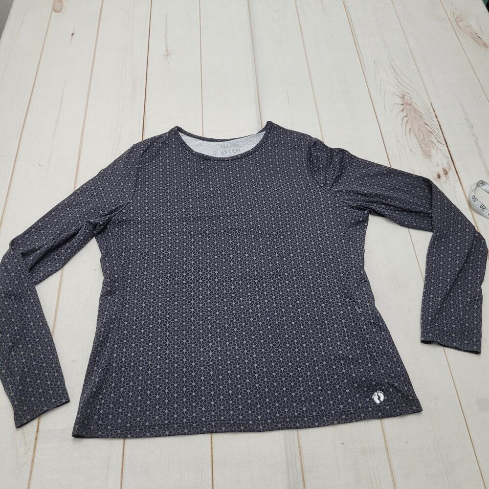 Hang ten Sunray long sleeve LS sun shirt rash guard black floral zip pocket xl